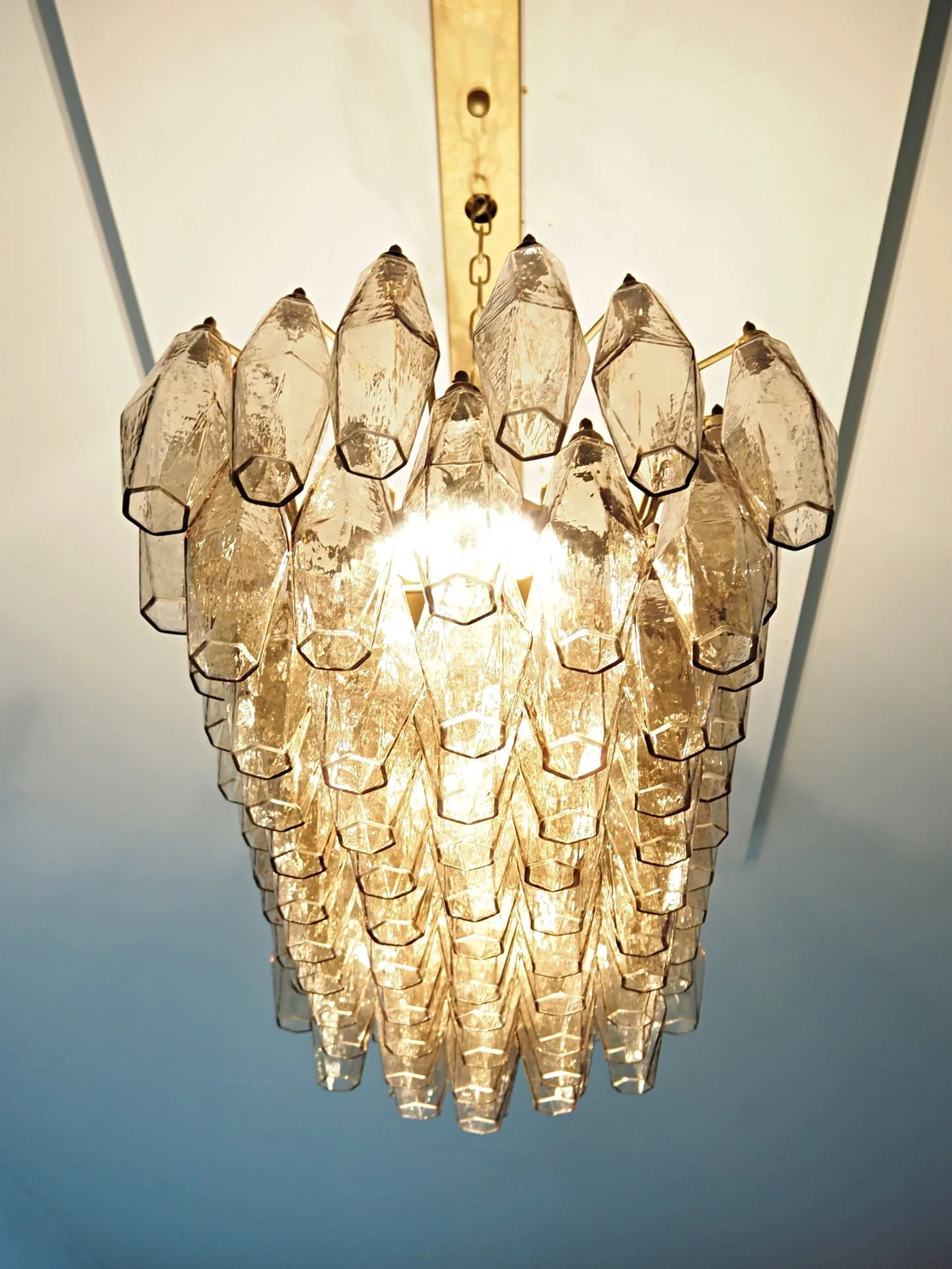 Murano Chandelier 29.5"W – Poliedri – 84 glasses – Smoked - Image 2