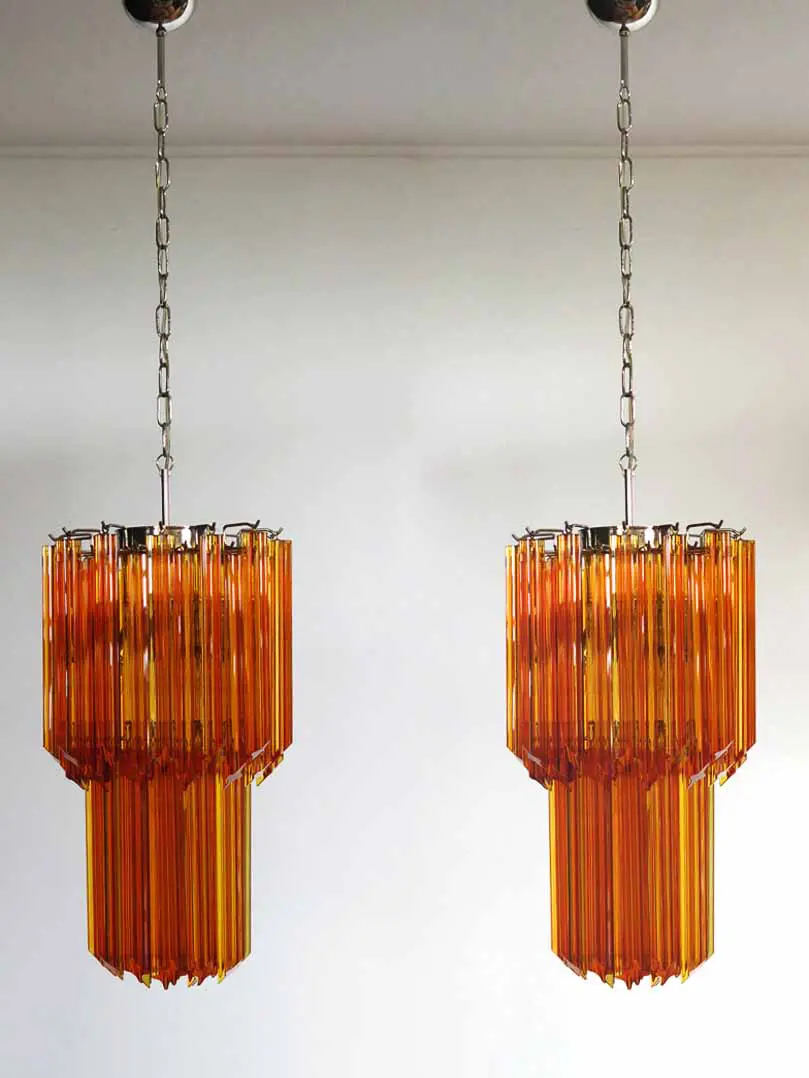 Murano Chandelier – Quadriedri – 46 prisms – Amber - Image 2