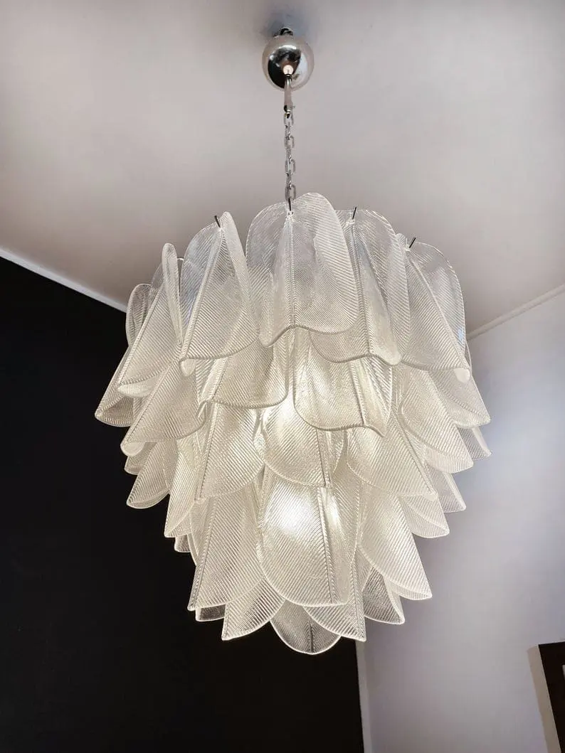 Murano Chandelier – Rondini – 41 glass leaves – Transparent - Image 5