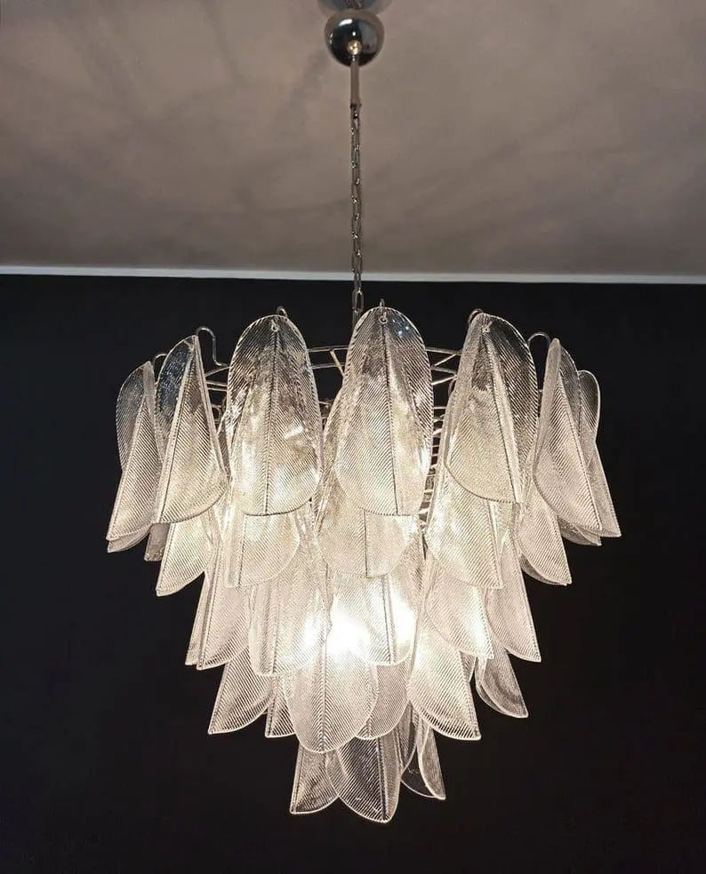 Murano Chandelier – Rondini – 57 glass leaves – Transparent - Image 4
