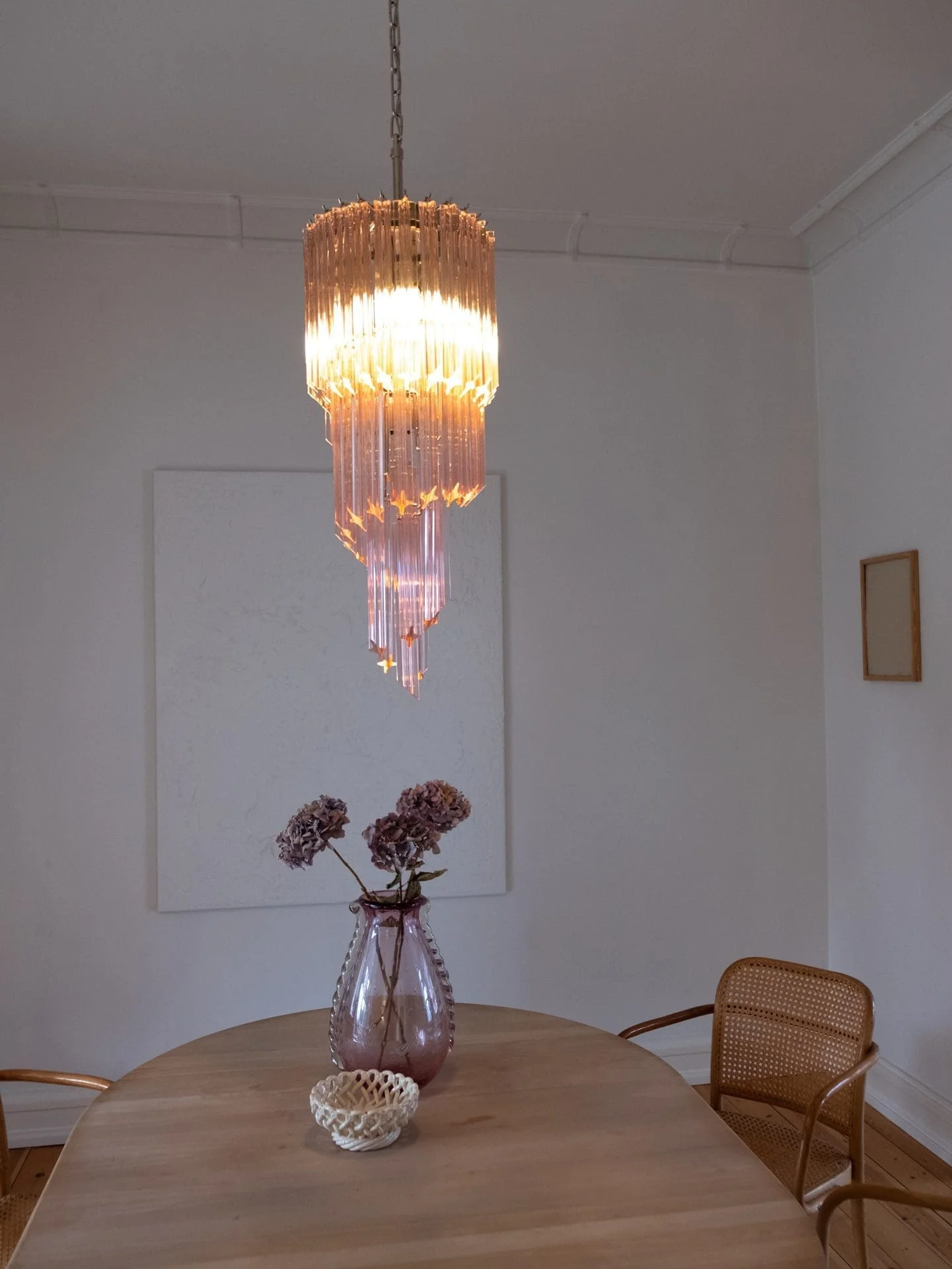 Murano Chandelier – Spiral – 54 prisms – Pink - Image 2