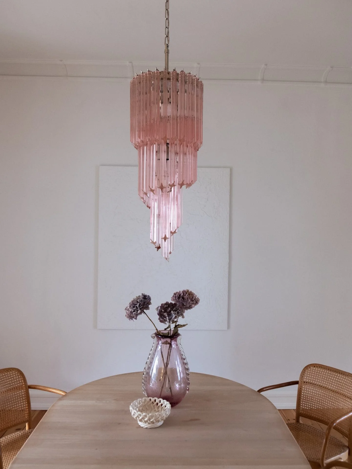 Murano Chandelier – Spiral – 54 prisms – Pink - Image 4