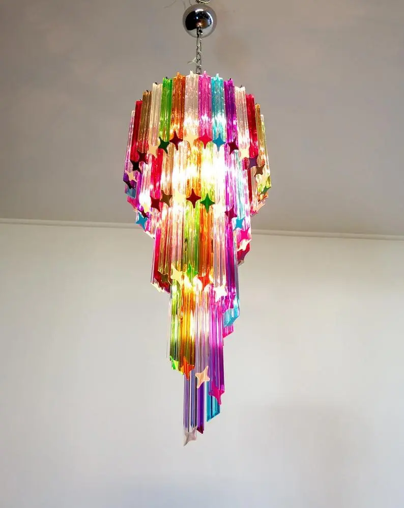 Murano chandelier – Spiral – 86 prisms – Multi