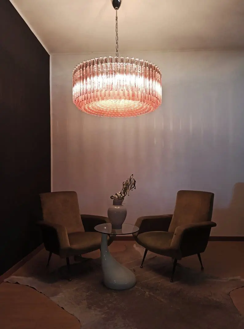 Murano Chandelier – Triedri – 391 prisms – Pink - Image 5