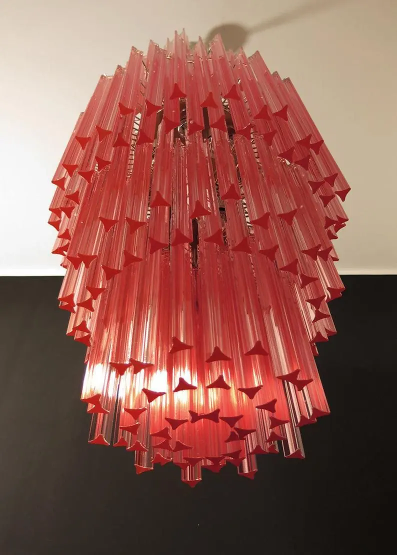 Murano Chandelier – Triedri – Pink – 242 prisms - Image 3