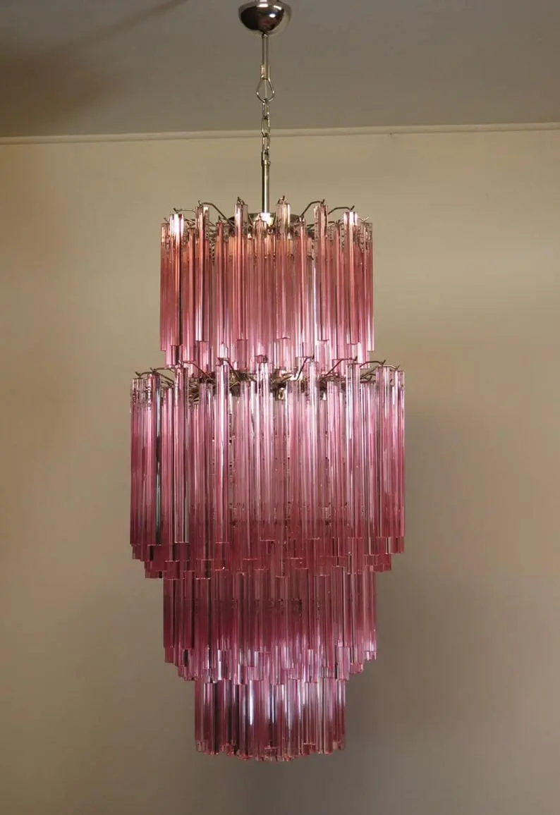 Murano Chandelier – Triedri – Pink – 242 prisms - Image 4