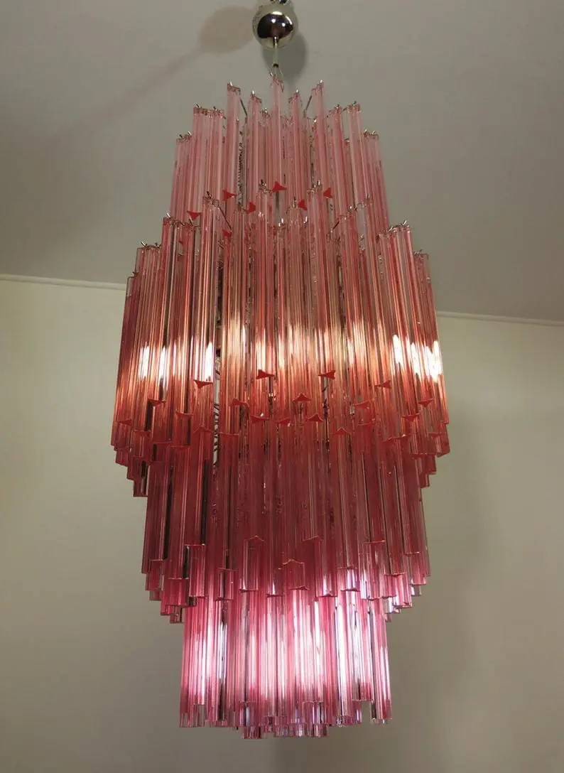 Murano Chandelier – Triedri – Pink – 242 prisms - Image 5