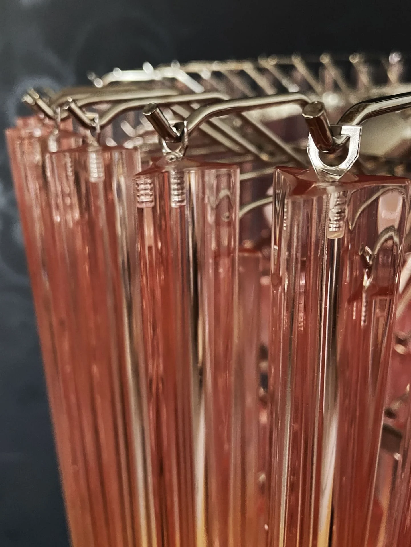 Murano Chandelier – Triedri Round – 265 prisms – Pink - Image 13