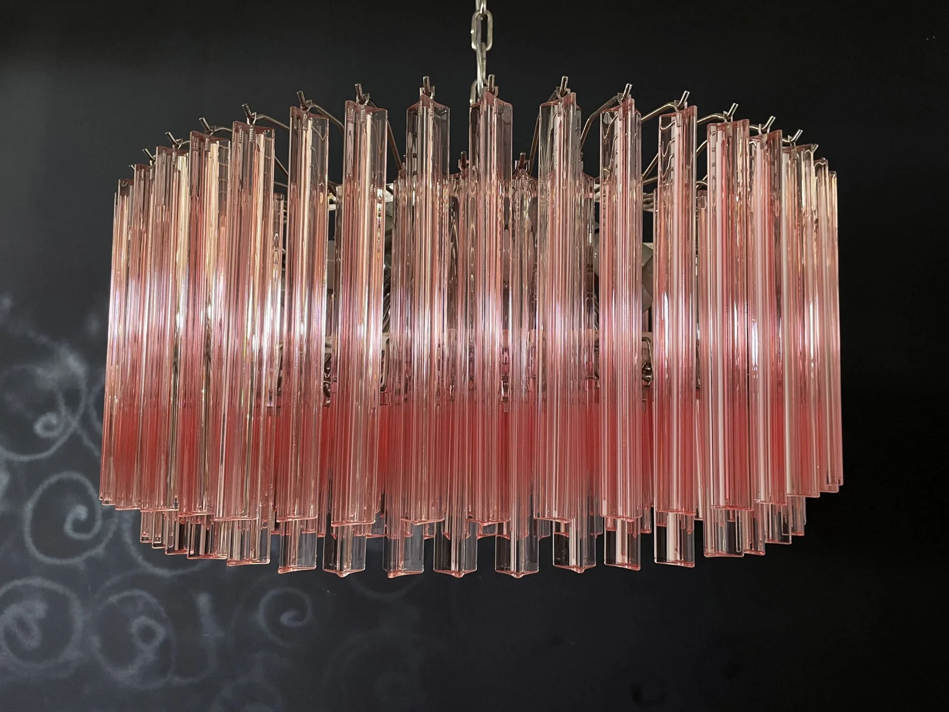 Murano Chandelier – Triedri Round – 265 prisms – Pink - Image 16