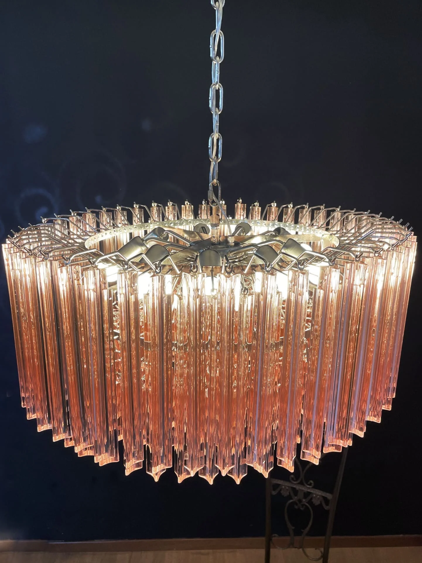Murano Chandelier – Triedri Round – 265 prisms – Pink - Image 7