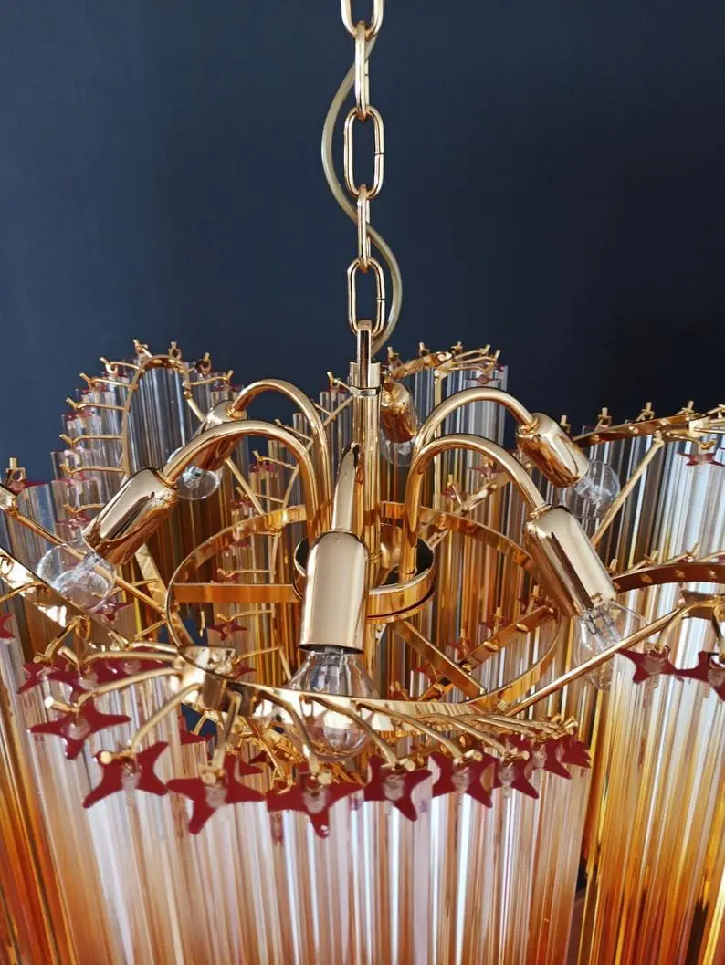 Murano Chandelier – Viennetta – 114 prisms – Amber - Image 4