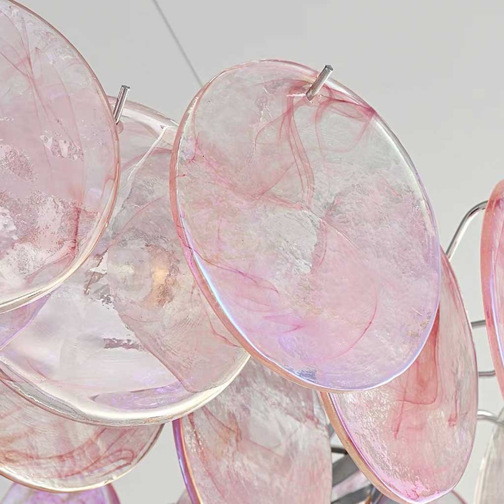 Murano Glass Disc Chandelier, Pink / Green - Image 10