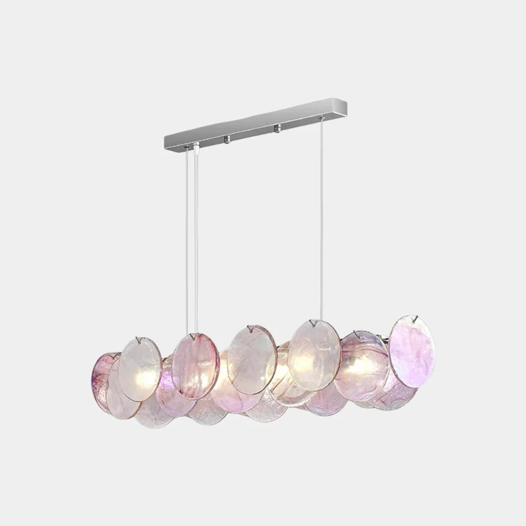 Murano Glass Disc Chandelier, Pink / Green - Image 13