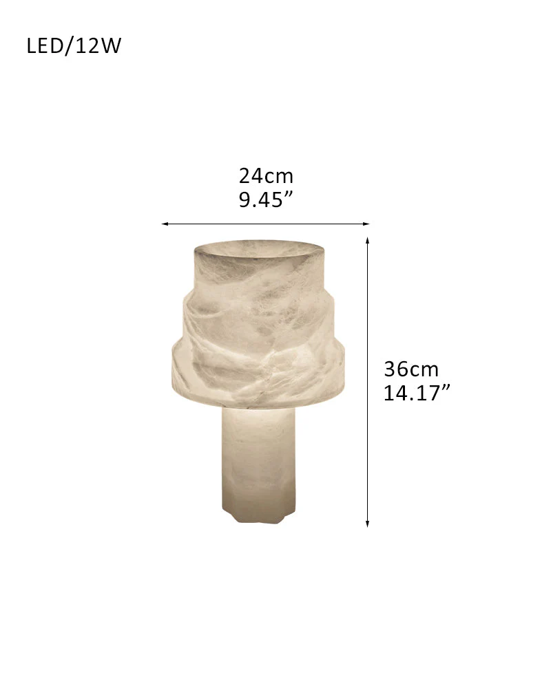 Nature Inspired Cylinder White Alabaster Short Table Lamp 8in for bedroom - Image 12