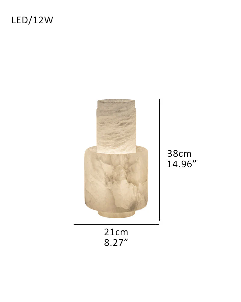 Nature Inspired Cylinder White Alabaster Short Table Lamp 8in for bedroom - Image 13