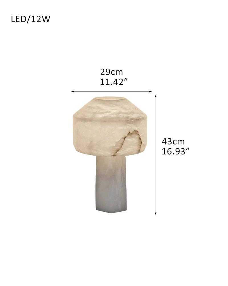 Nature Inspired Cylinder White Alabaster Short Table Lamp 8in for bedroom - Image 15