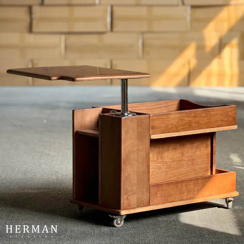 Nedure Solid Wood Side Table Trolley - Image 3