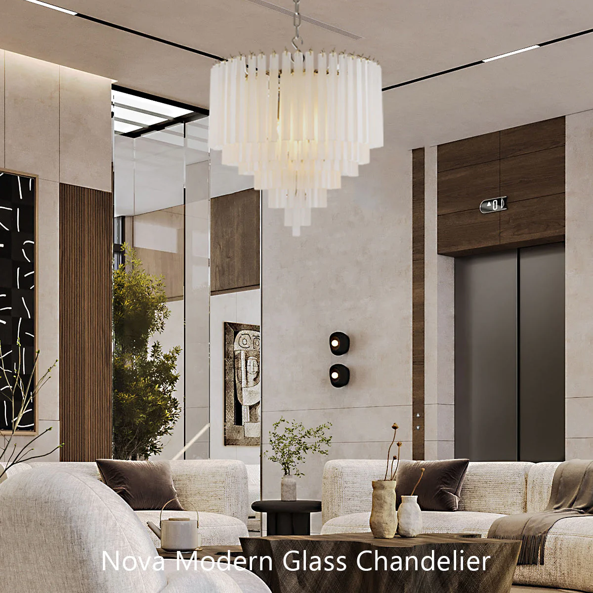 Nova Modern Glass Chandelier 24"