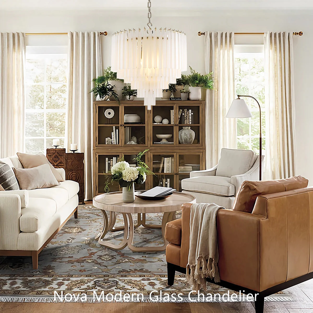 Nova Modern Glass Chandelier 24" - Image 3