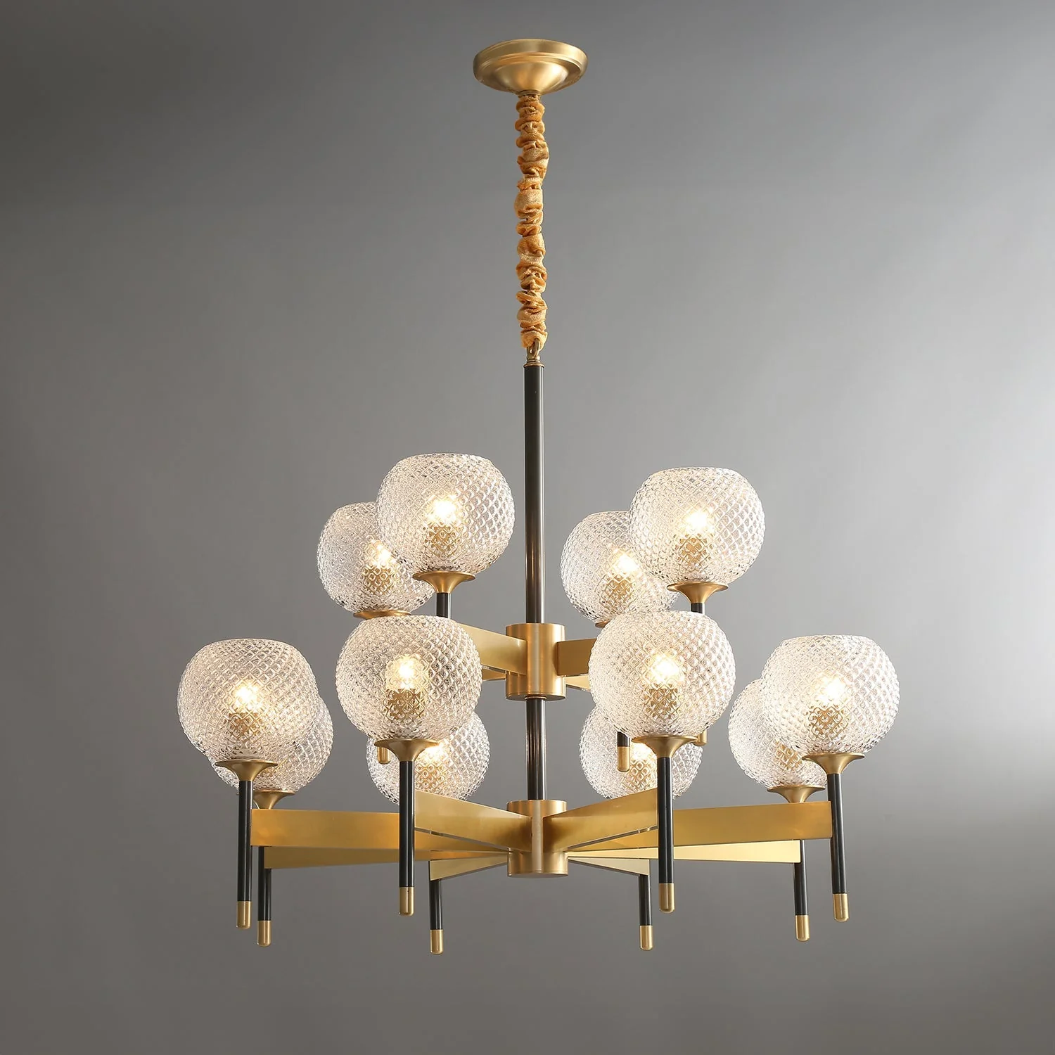 Orrefors Ball Brass Chandelier - Image 5