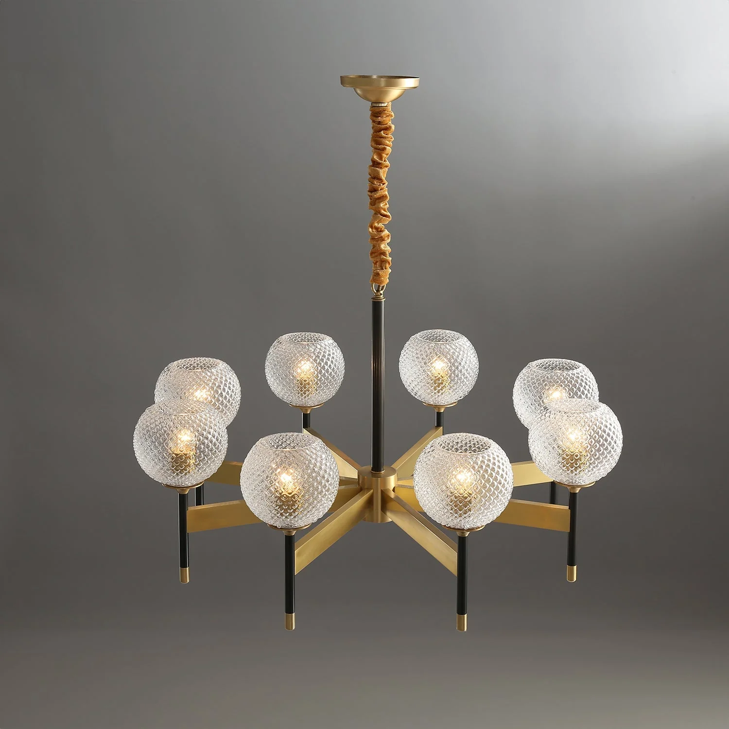 Orrefors Ball Brass Chandelier - Image 6