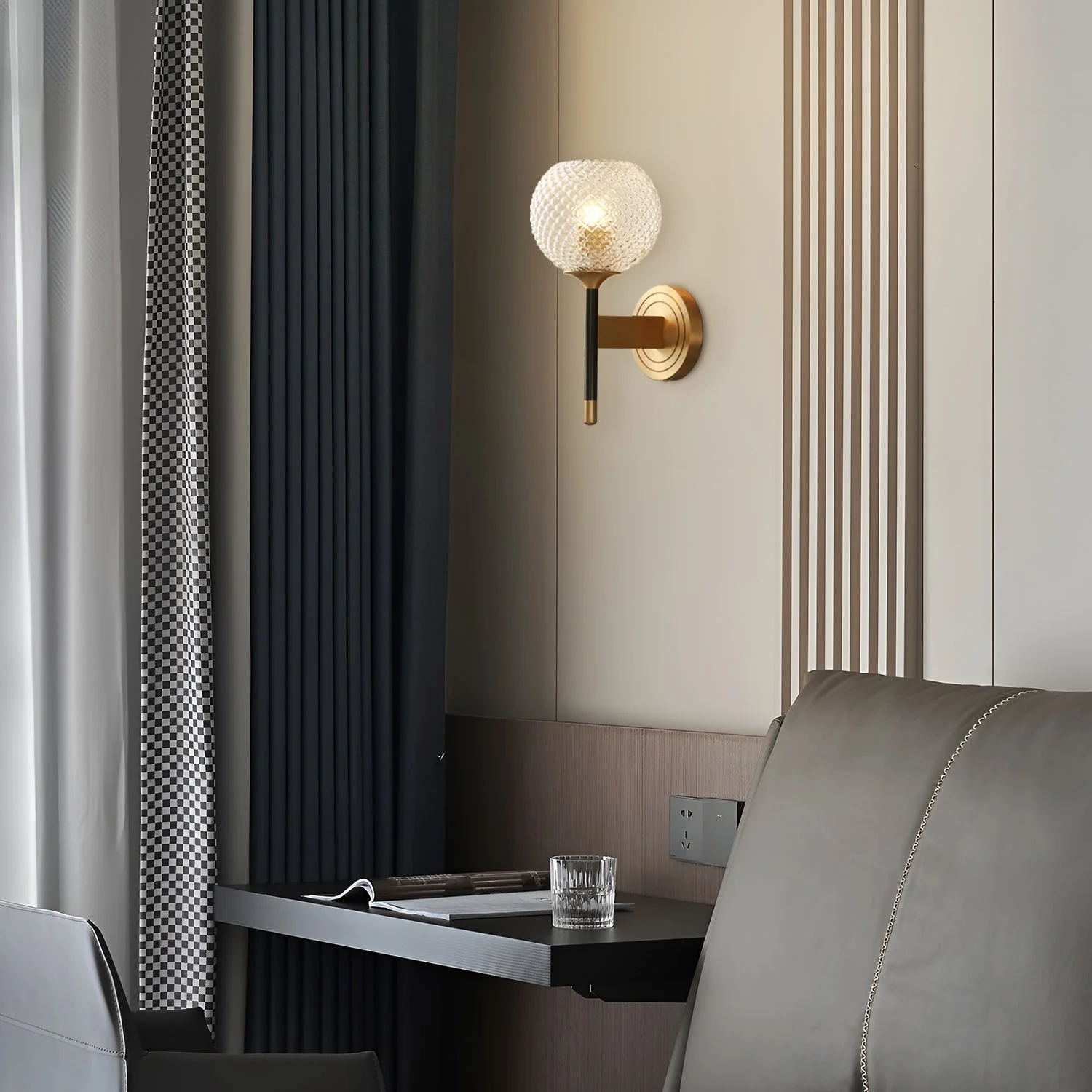 Orrefors Ball Brass Sconce - Image 2