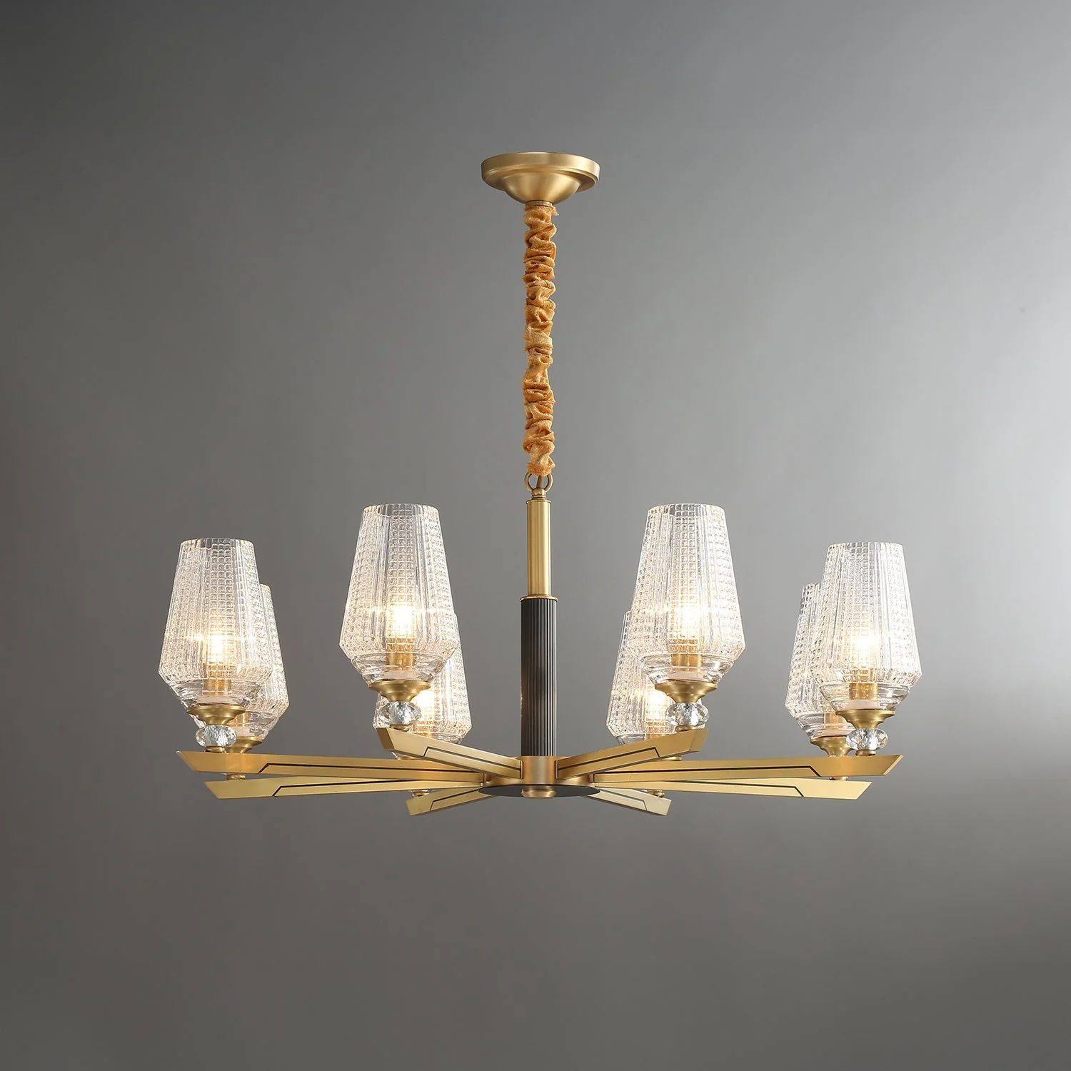 Orrefors Vase Brass Chandelier - Image 6