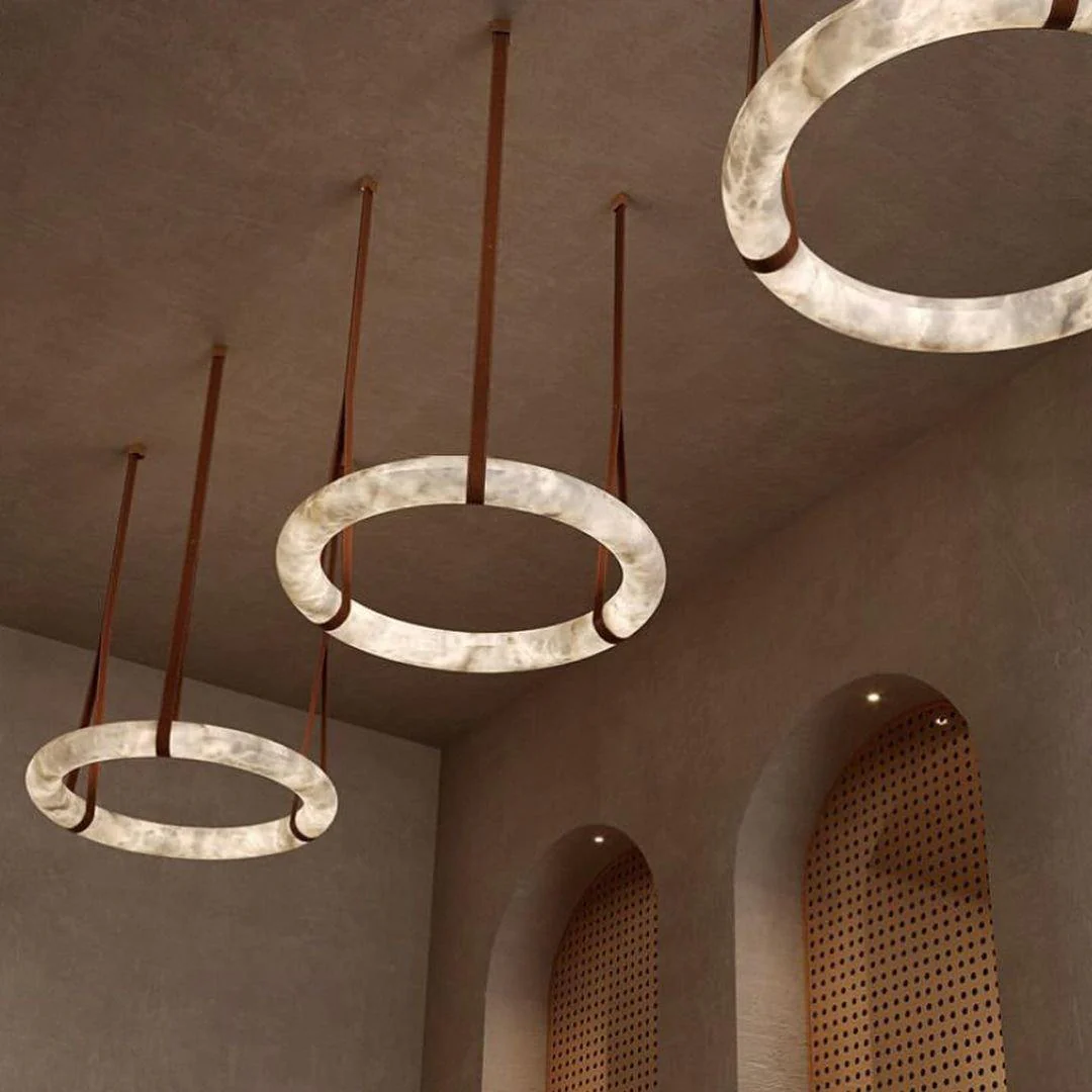 Alabaster Pendant Alabaster Chandelier, Halo Ring Chandelier - Image 15