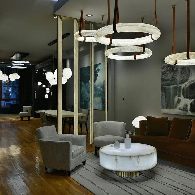 Alabaster Pendant Alabaster Chandelier, Halo Ring Chandelier - Image 17