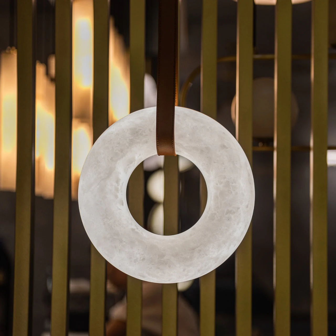 Alabaster Pendant Alabaster Chandelier, Halo Ring Chandelier - Image 18