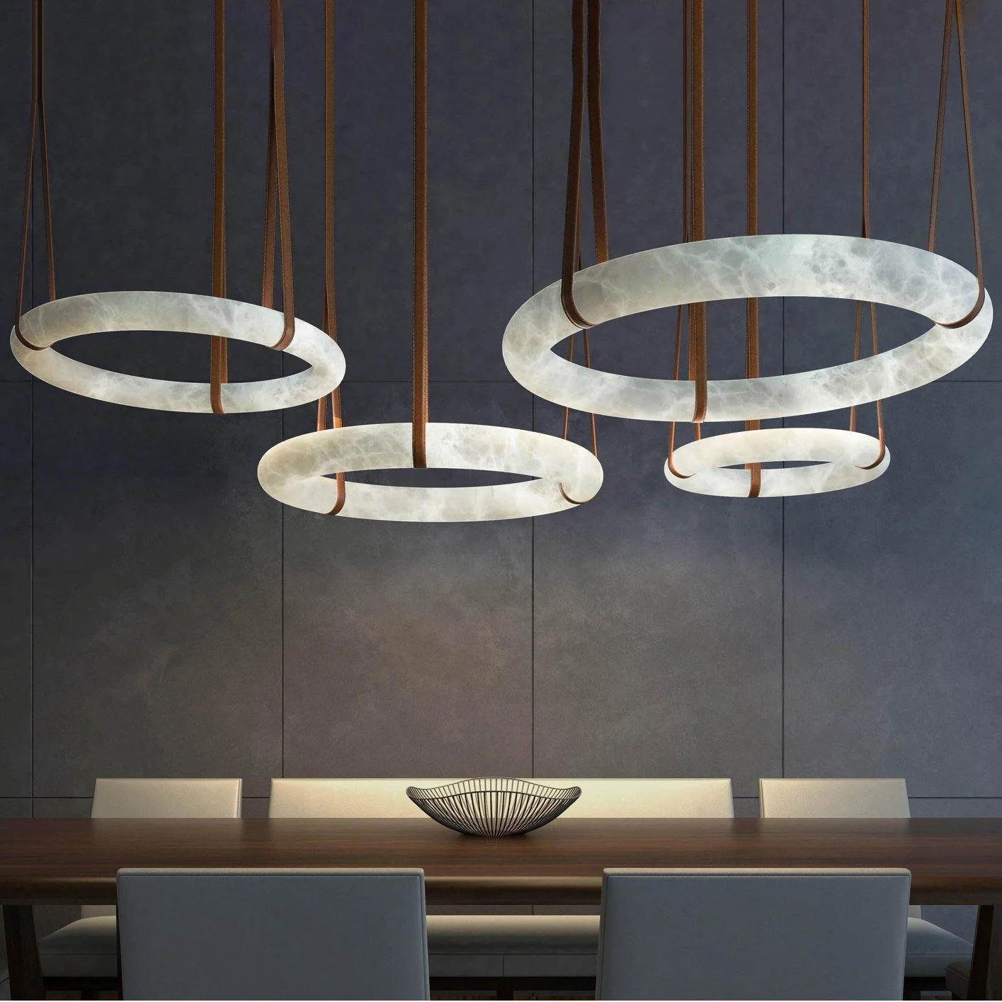 Alabaster Pendant Alabaster Chandelier, Halo Ring Chandelier - Image 21