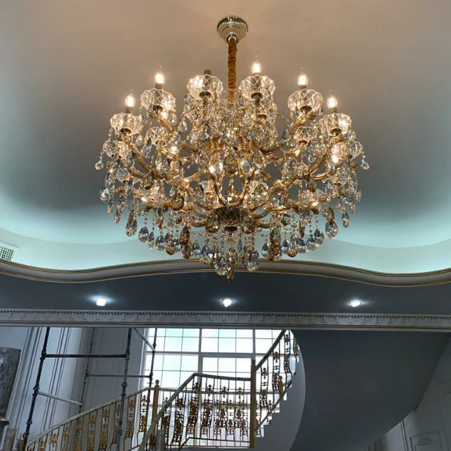 Oversized Luxury Candle Branch Raindrop Crystal Pendant Chandelier for Living/Dining Room/Foyer/Stairs - Image 3