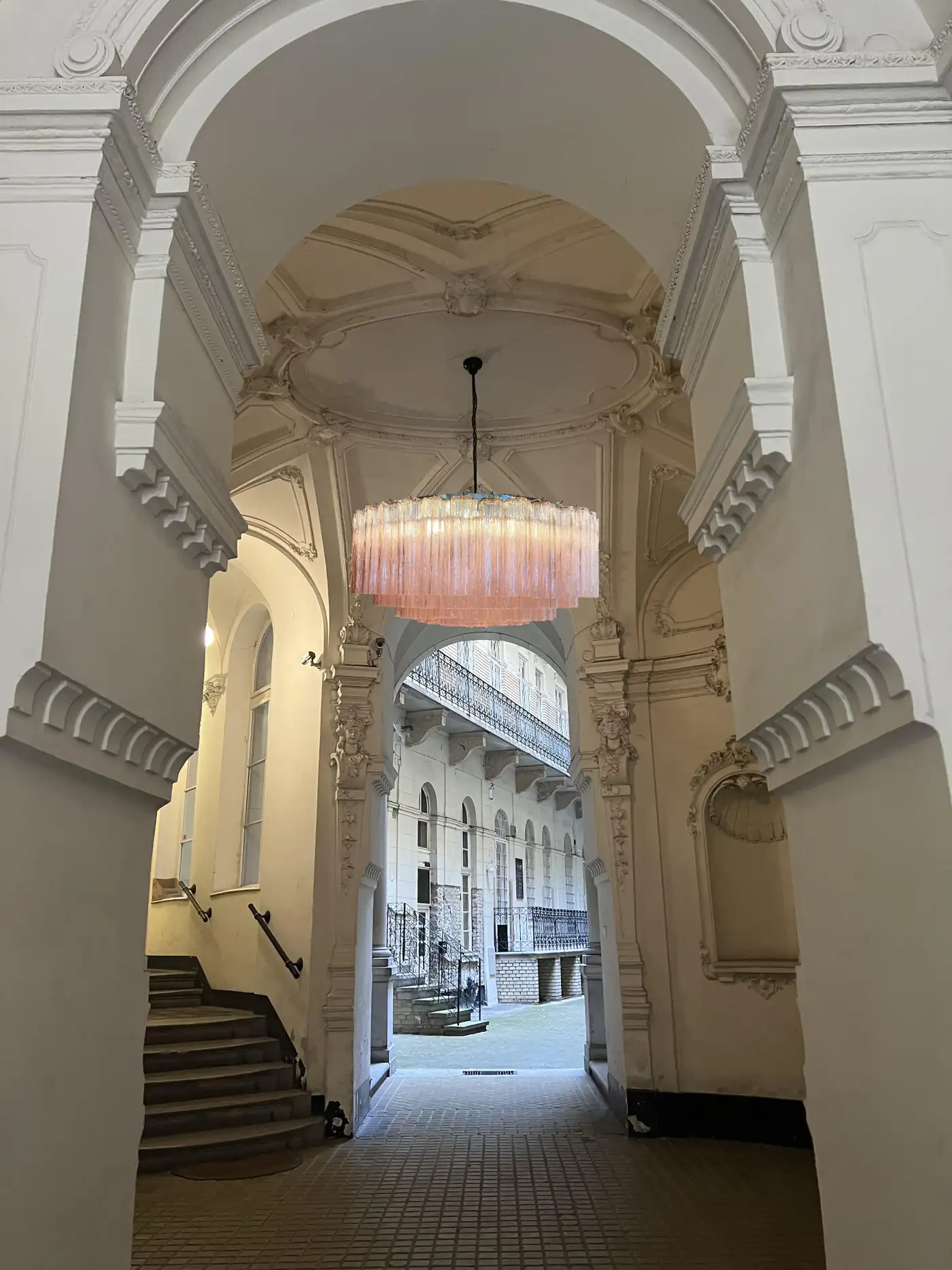 Pair Magnificent Murano Glass Chandeliers, 101 Pink Tube Glasses - Image 5