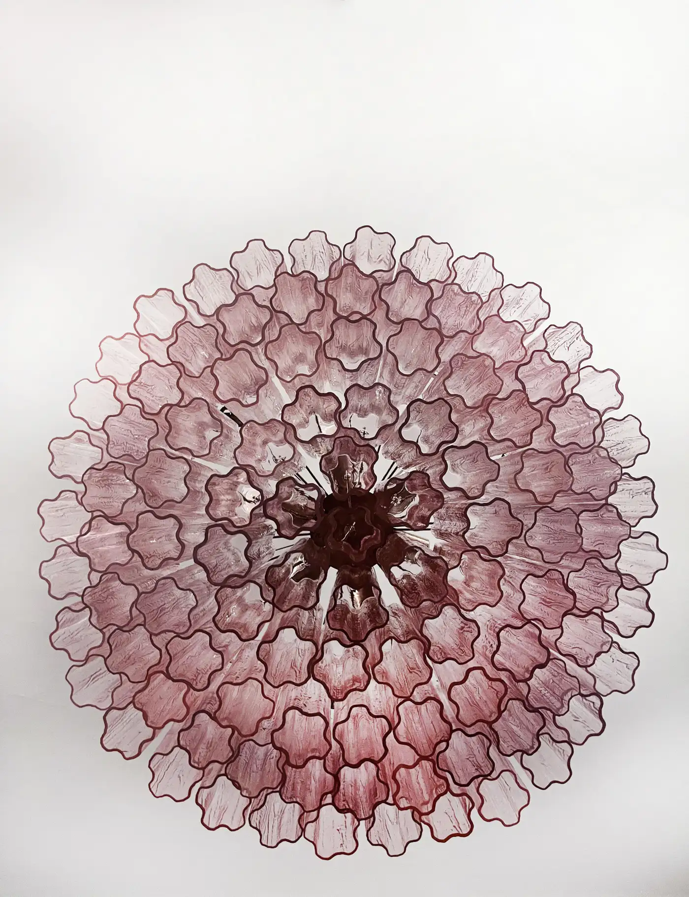 Pair Magnificent Murano Glass Chandeliers, 101 Pink Tube Glasses - Image 7