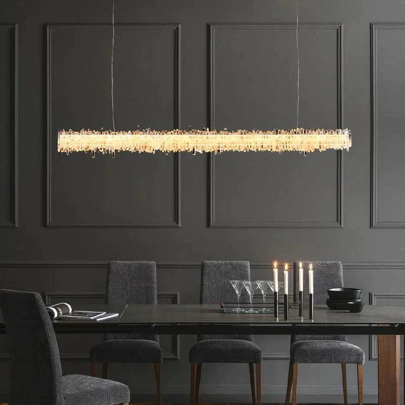 Patton Modern Rock Crystal Linear Chandelier,Island Chandelier - Image 3