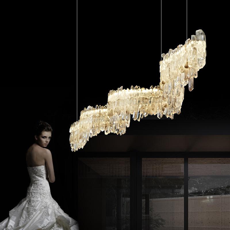 Patton Modern Rock Crystal Linear Chandelier,Island Chandelier - Image 6