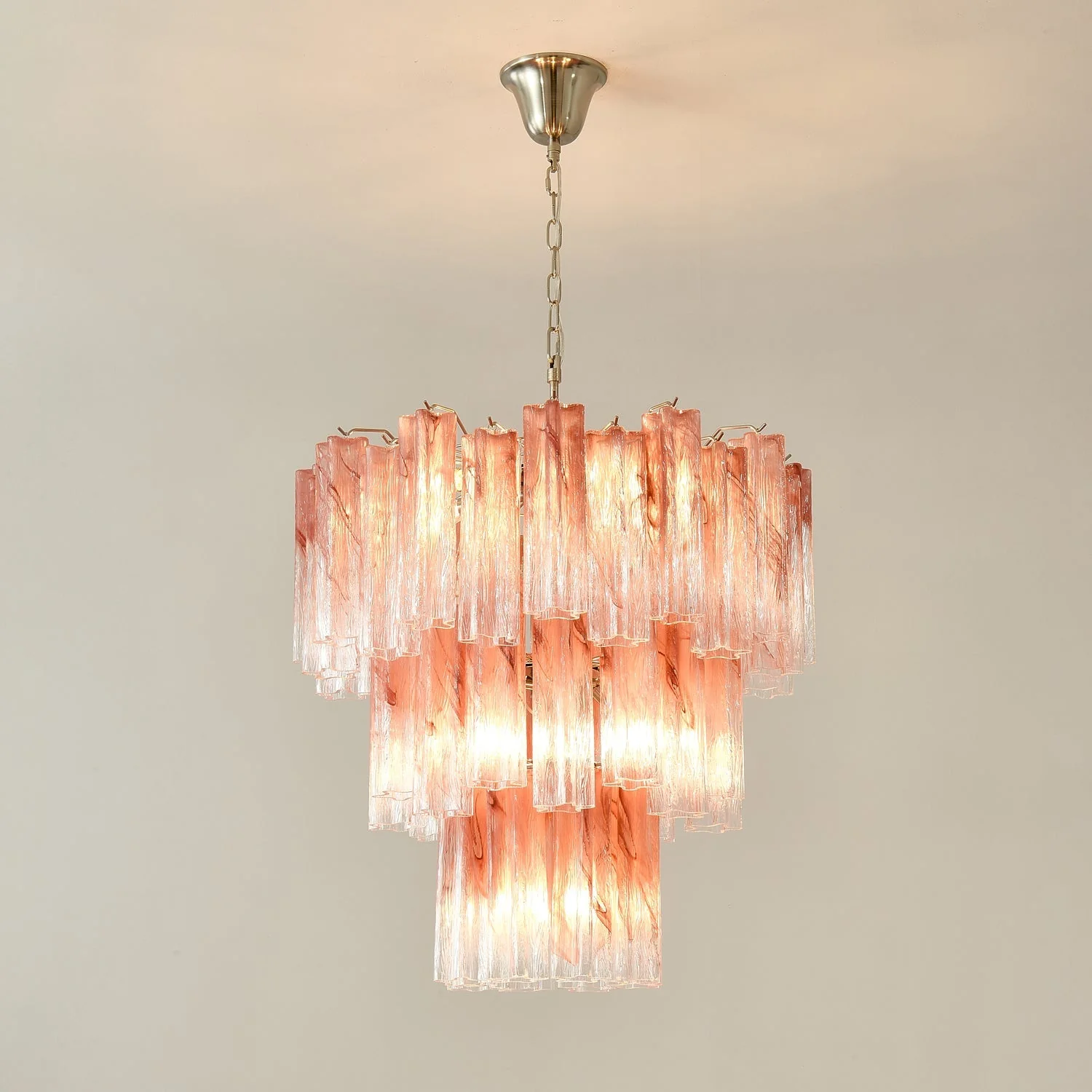 Pink Glass Tubes Chandelier - Image 11
