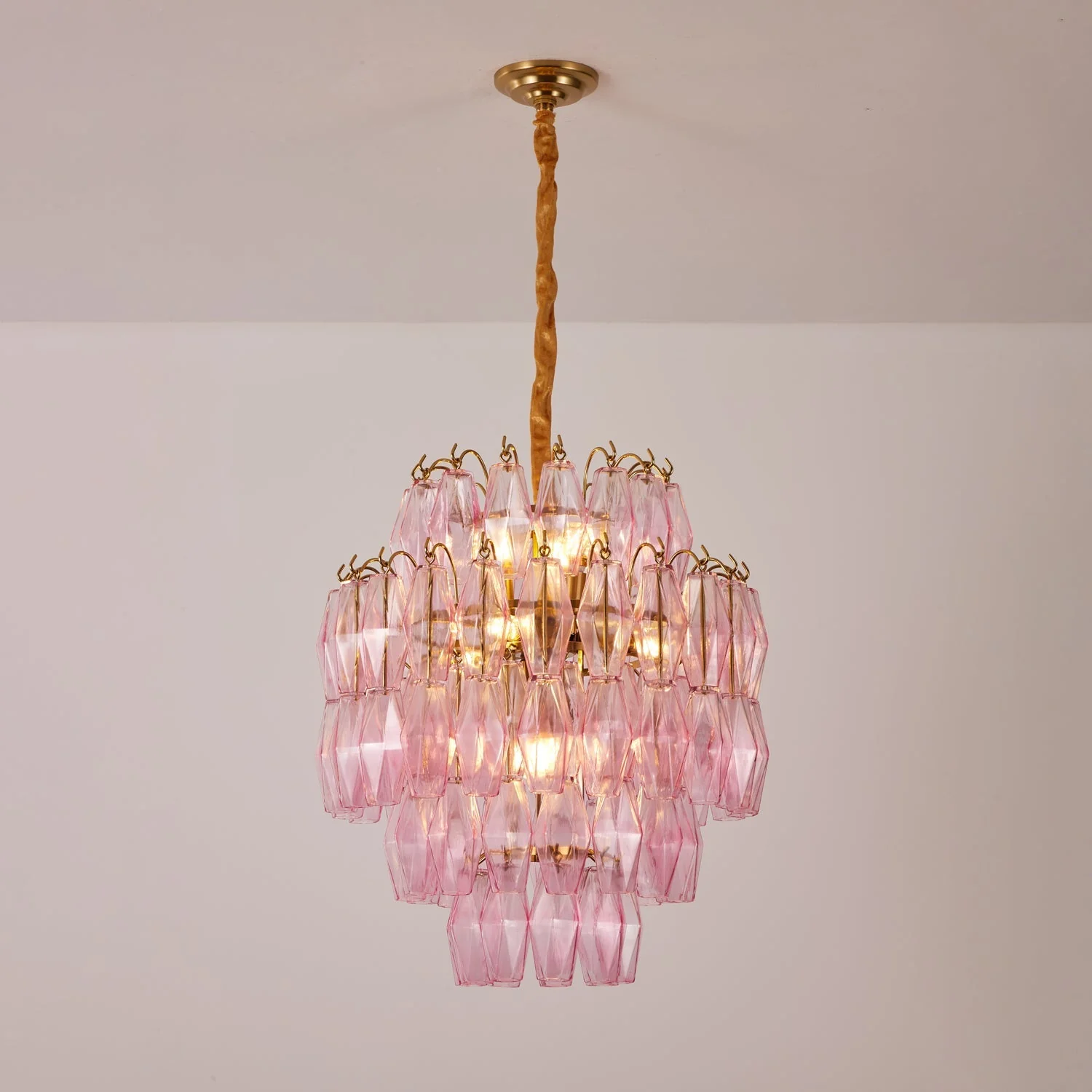 Pink Murano Glass Prism Chandelier - Image 4