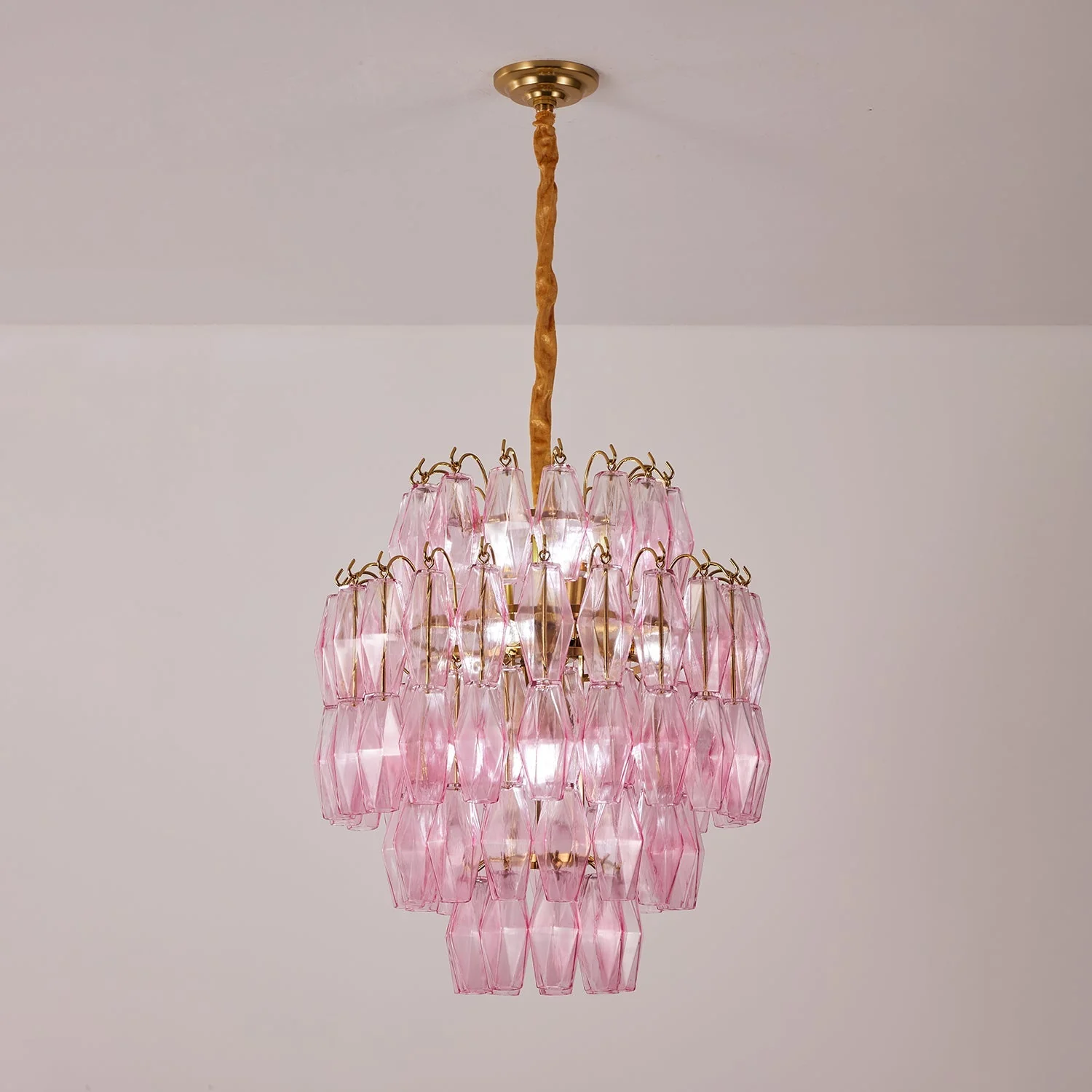 Pink Murano Glass Prism Chandelier - Image 7