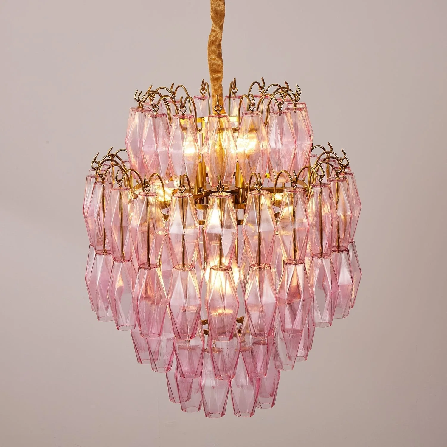 Pink Murano Glass Prism Chandelier - Image 8