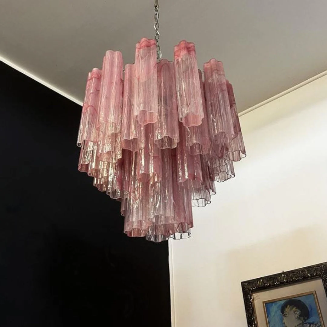 Pink Murano Glass Tronchi Chandelier - Image 12