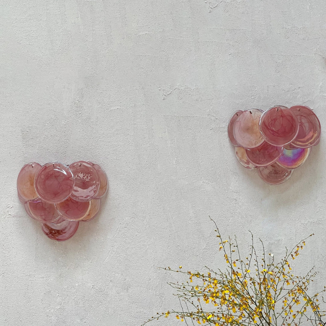 Pink Vintage Murano Glass Wall Lamp - Image 9