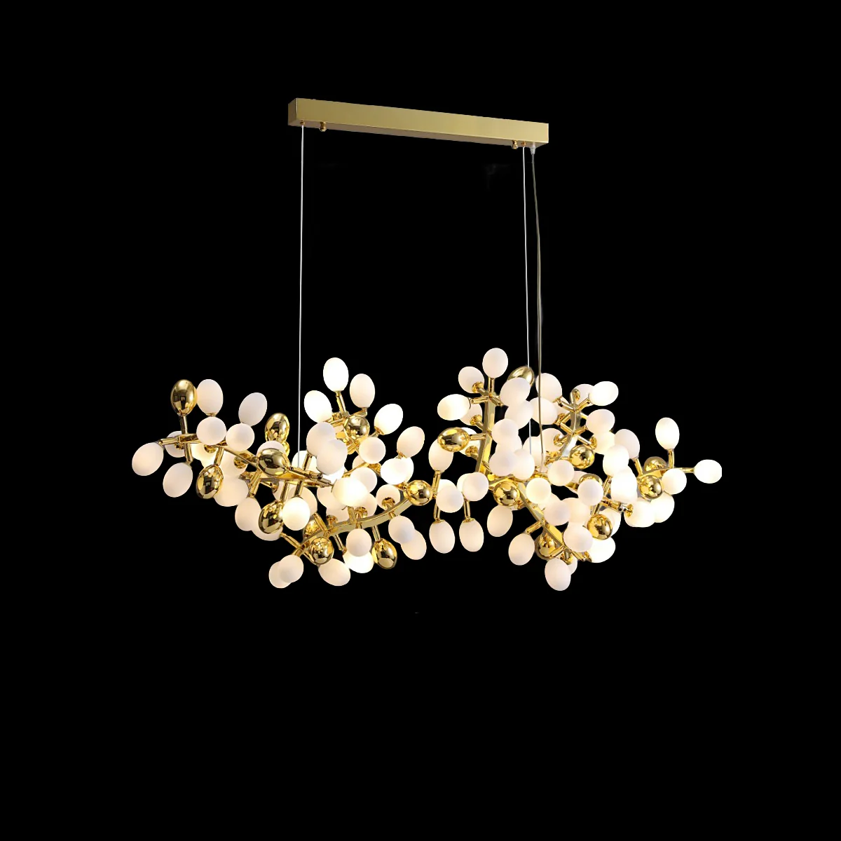 Post Modern Linear Grape Branch Chandelier Over Dining Table - Image 3
