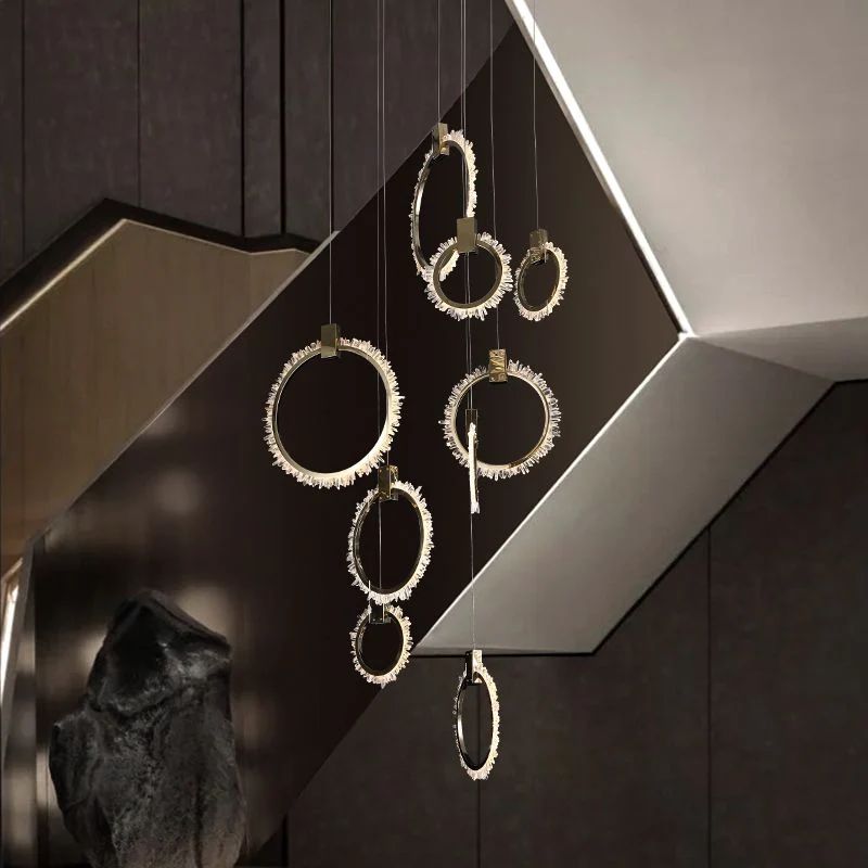 Primary Crystal 12 Rings Staircase Chandelier - Image 3