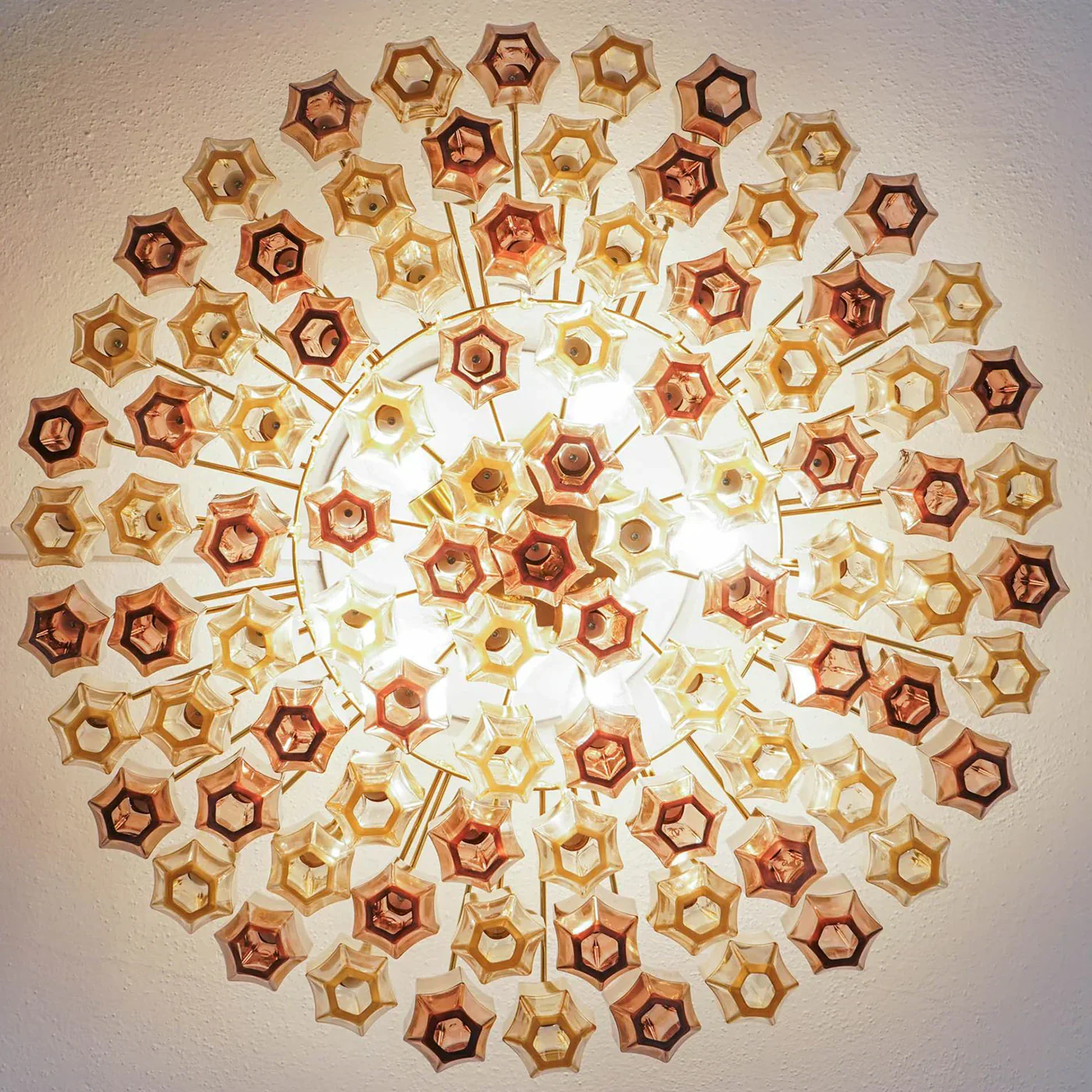 Prismatico 91 Elements Amber And Amethyst Compact Glass Chandelier 25" - Image 4