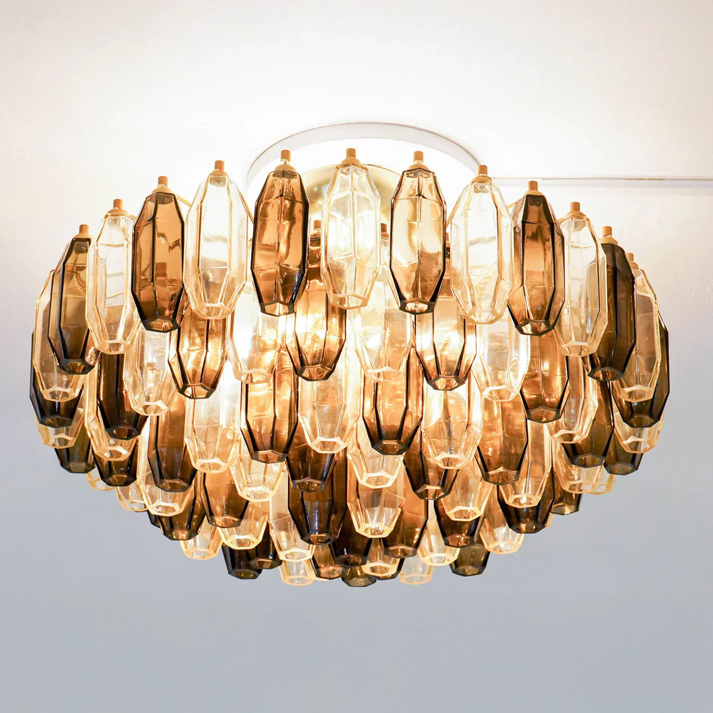 Prismatico 91 Elements Amber And Taupe Compact Ceiling lampGlass Chandelier 25" - Image 2