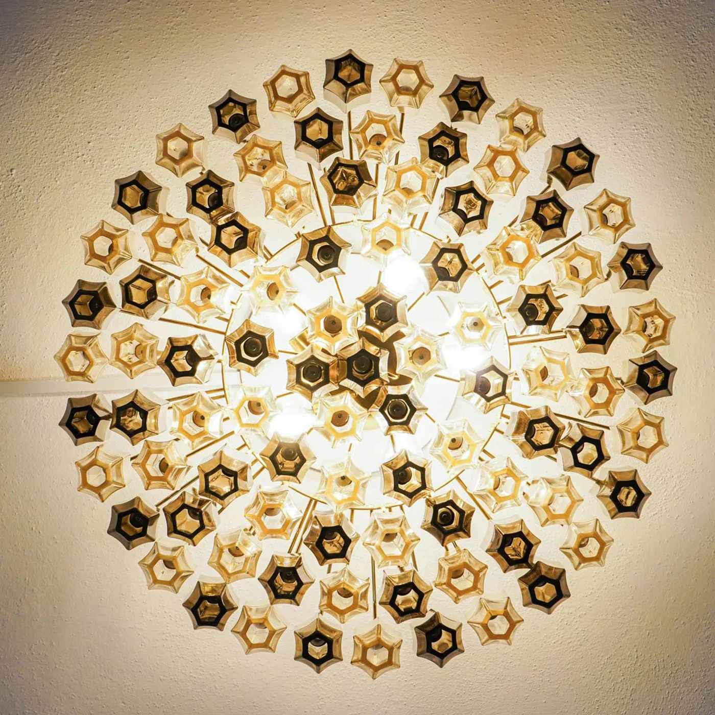 Prismatico 91 Elements Amber And Taupe Compact Ceiling lampGlass Chandelier 25" - Image 6
