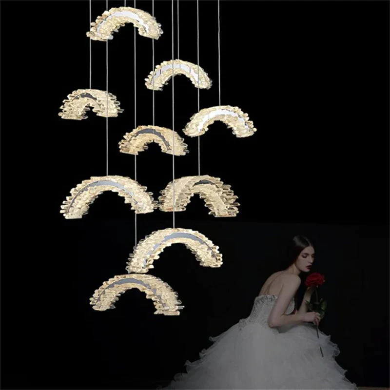 Rainbow Modern Rock Crystal Staircase Chandelier - Image 5