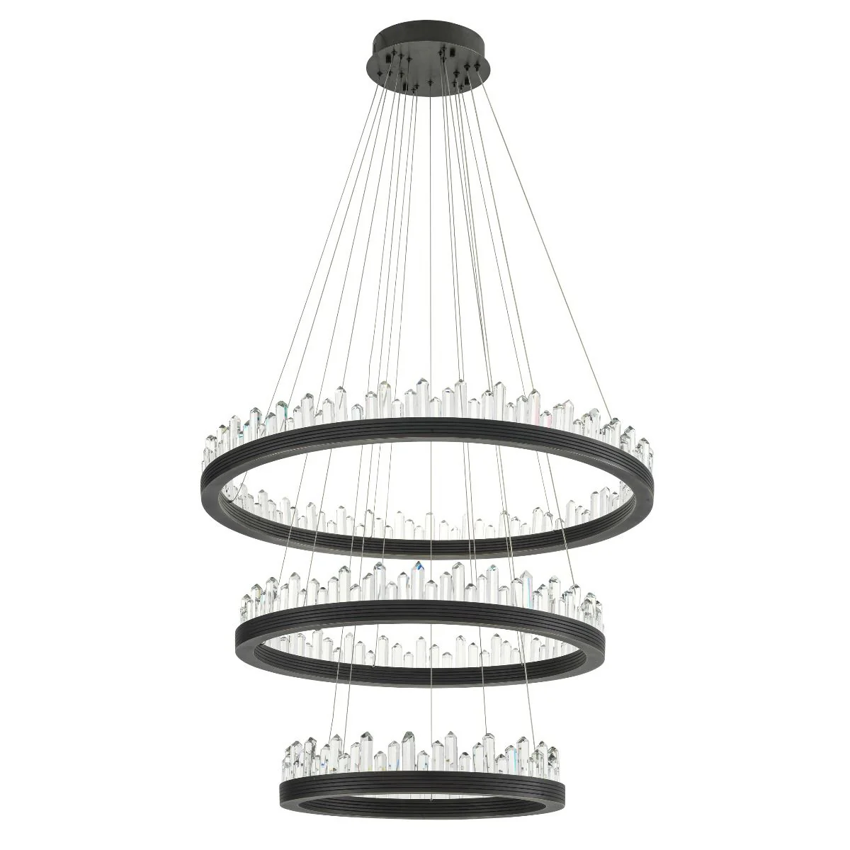 Randall Modern Glass Chandelier - [Dark Bronze Finish w/ Clear Glass] - Image 3