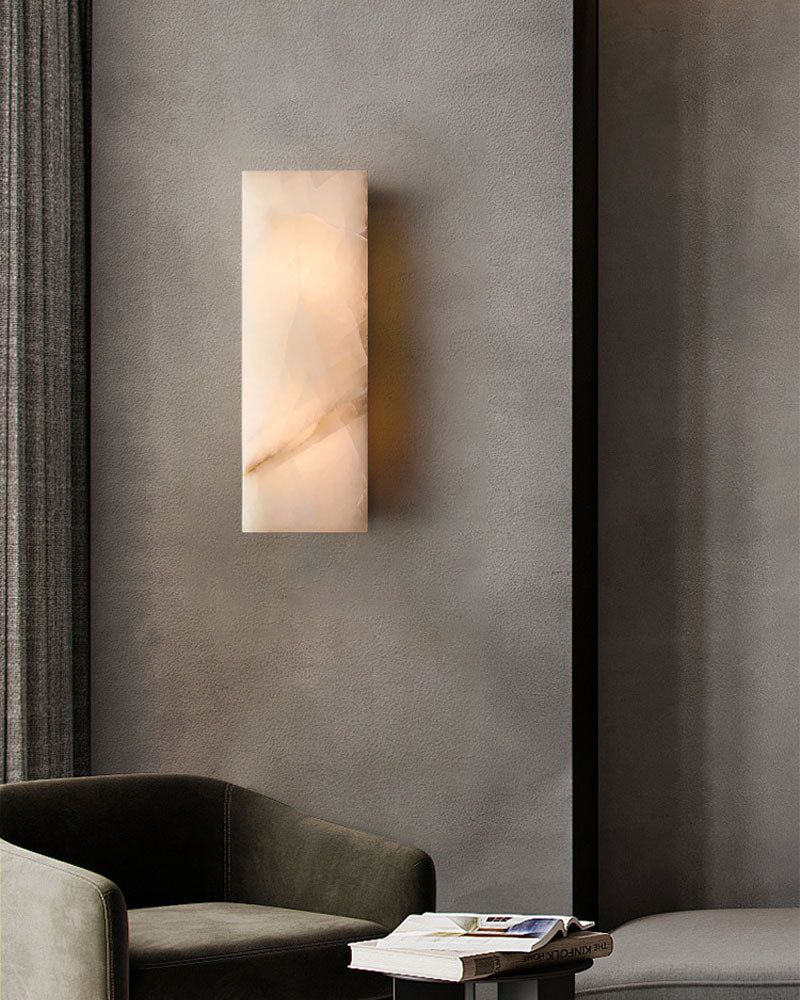 Rectangular Natural Semi-Translucent Alabaster Wall Lamp for Bath & Vanity - Image 10